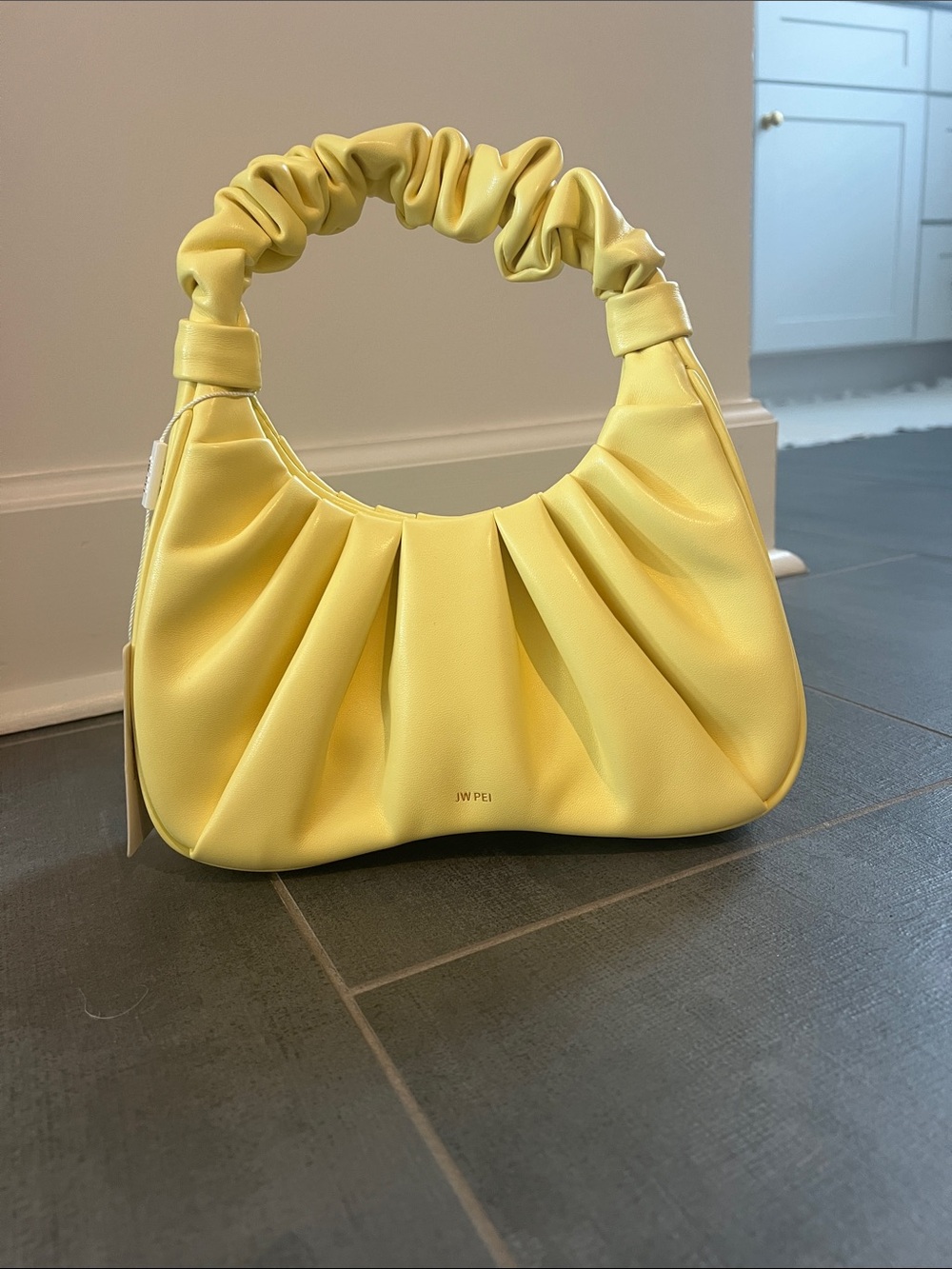 JW PEI Lemon Yellow Ruched Shoulder Bag